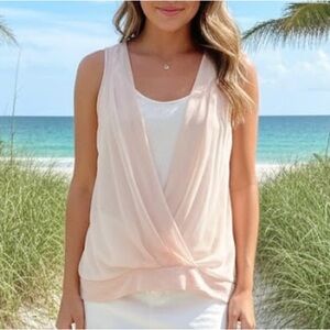 2012 EXPRESS Peach Twist Front Draped Sleeveless Tank Top Soft Chiffon L NWOT
